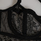 Dolce & Gabbana Black Floral Lace Nylon Balconcino Bra Underwear
