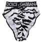 Dolce & Gabbana Black White Sequin High Waist Panty Underwear