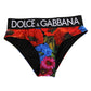 Dolce & Gabbana Black Floral Print High Waist Panty Underwear