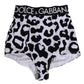 Dolce & Gabbana White Leopard Nylon High Waist Girdle Underwear