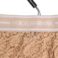 Dolce & Gabbana Beige Lace Nylon High Waist Panty Underwear