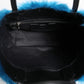 Dolce & Gabbana Blue Fur Logo Plaque Double Handle Shoulder Bag