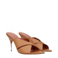 Amina Muaddi Brown Leather Stiletto Heel Sandals