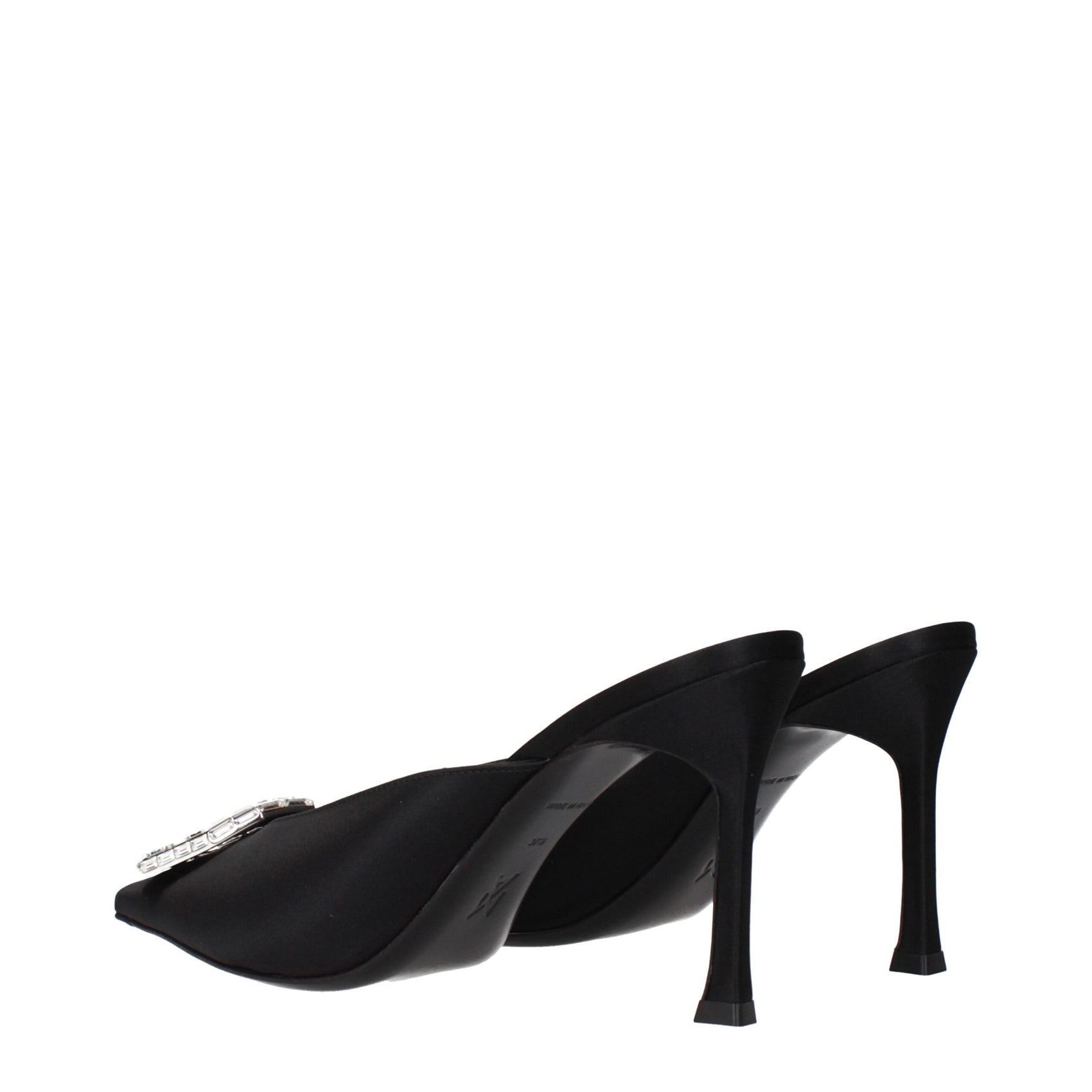 Amina Muaddi Black Satin High Heel Pumps