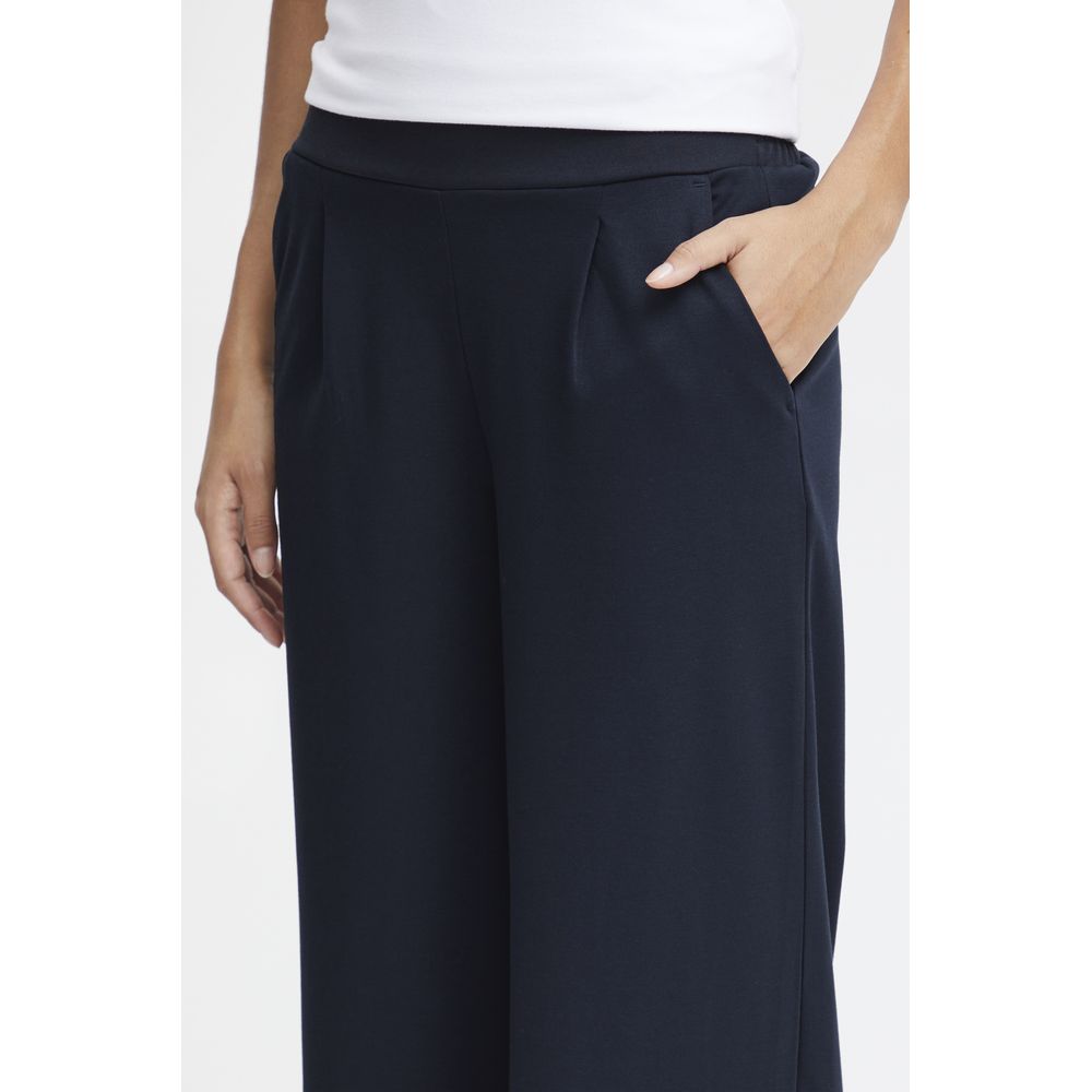 ICHI Blue Recycled Polyurethane Casual Pants