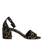 Dolce & Gabbana Gold Leopard Ankle Strap Heels Sandals Shoes