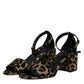Dolce & Gabbana Gold Leopard Ankle Strap Heels Sandals Shoes
