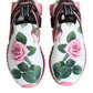 Dolce & Gabbana White Rose Print Sorrento Sneakers Shoes