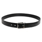 Dolce & Gabbana Black Calf Leather Silver Metal Buckle Belt