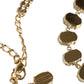 Dolce & Gabbana Gold Brass Link Chain Rose Petal Crystal Necklace