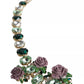 Dolce & Gabbana Gold Brass Link Chain Rose Petal Crystal Necklace