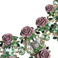 Dolce & Gabbana Gold Brass Link Chain Rose Petal Crystal Necklace