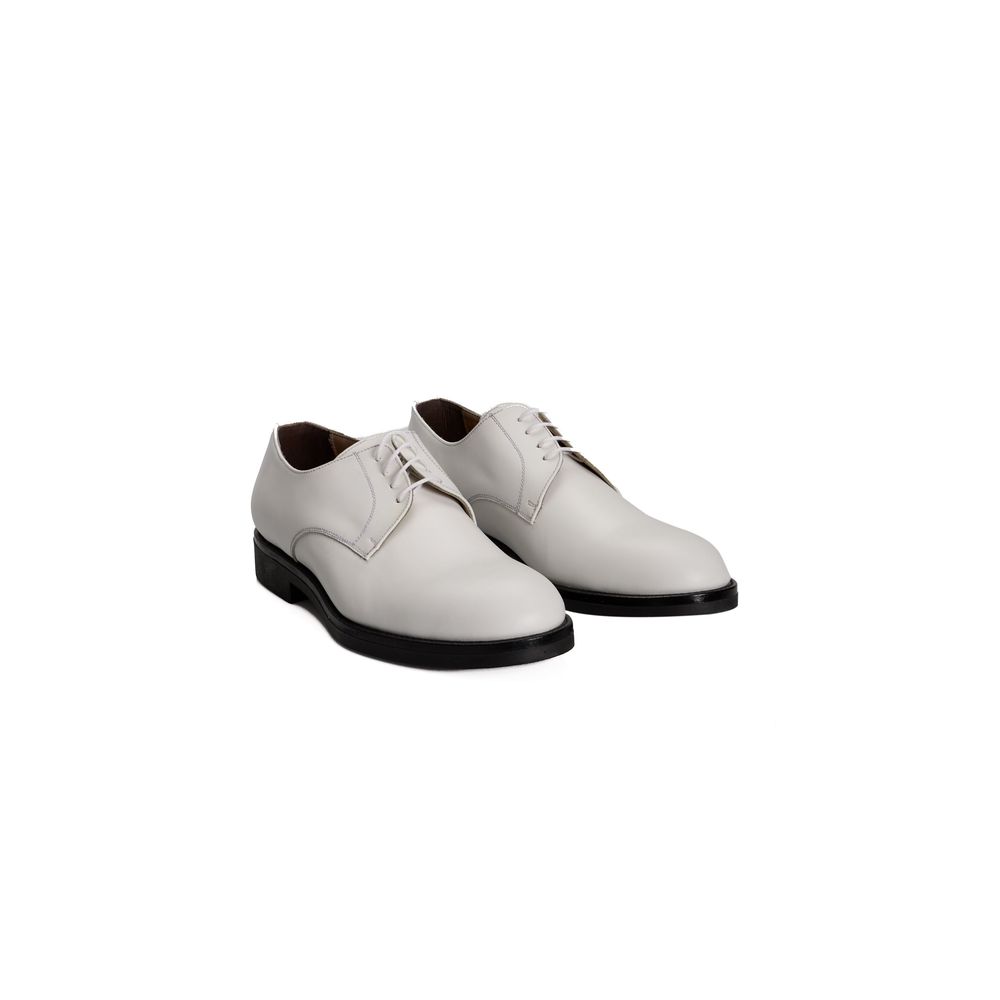 Roberto Pepe Luxury White Leather Men Shoe