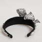 Dolce & Gabbana Black Hair Flower Crystal LIMONI Women Headband Diadem