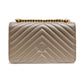 PINKO Grey Leather Love One Mini Shoulder Bag