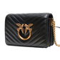 PINKO Black Leather Love Click Mini Shoulder Bag