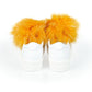 Mr&Mrs Italy White Textile Women Sneaker With Real Fur Pom Poms