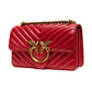 PINKO Red Leather Love One Mini Shoulder Bag