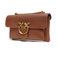 PINKO Brown Leather Love Boucle Riga Shoulder Bag