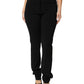 Exte Black Viscose Acetate Blend Straight Leg High Waist Pants