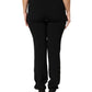 Exte Black Viscose Acetate Blend Straight Leg High Waist Pants