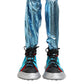 Dolce & Gabbana Blue Lace Up Over The Knee Socks Men Boots Shoes
