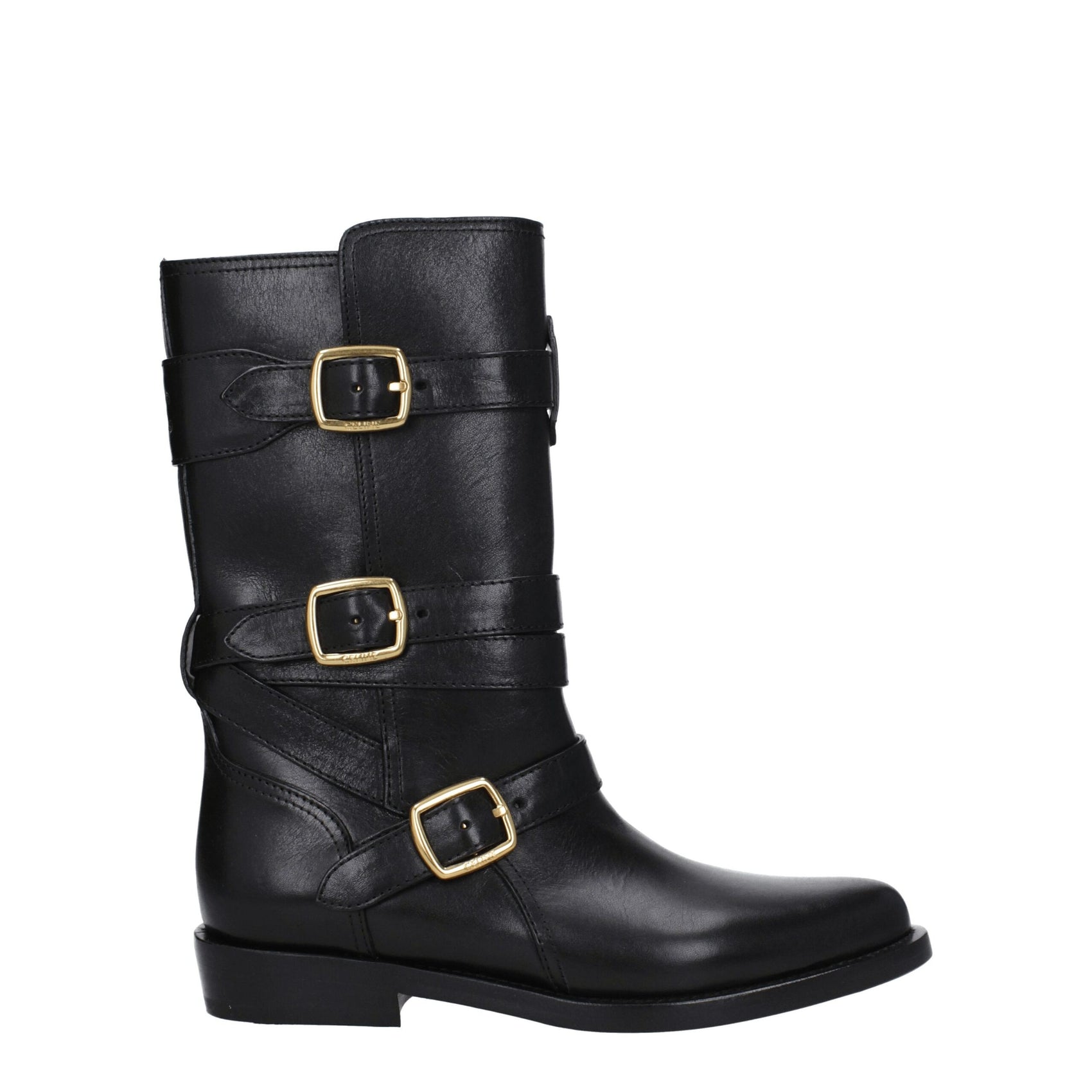 Celine Black Leather Flat Boots