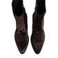 Dolce & Gabbana Brown Cotton Velvet Mid Calf Short Boots Shoes