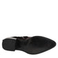 Dolce & Gabbana Brown Cotton Velvet Mid Calf Short Boots Shoes