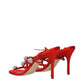 Manolo Blahnik Red Satin Stiletto Heel Sandals