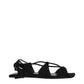 The Attico Black Leather Sandals