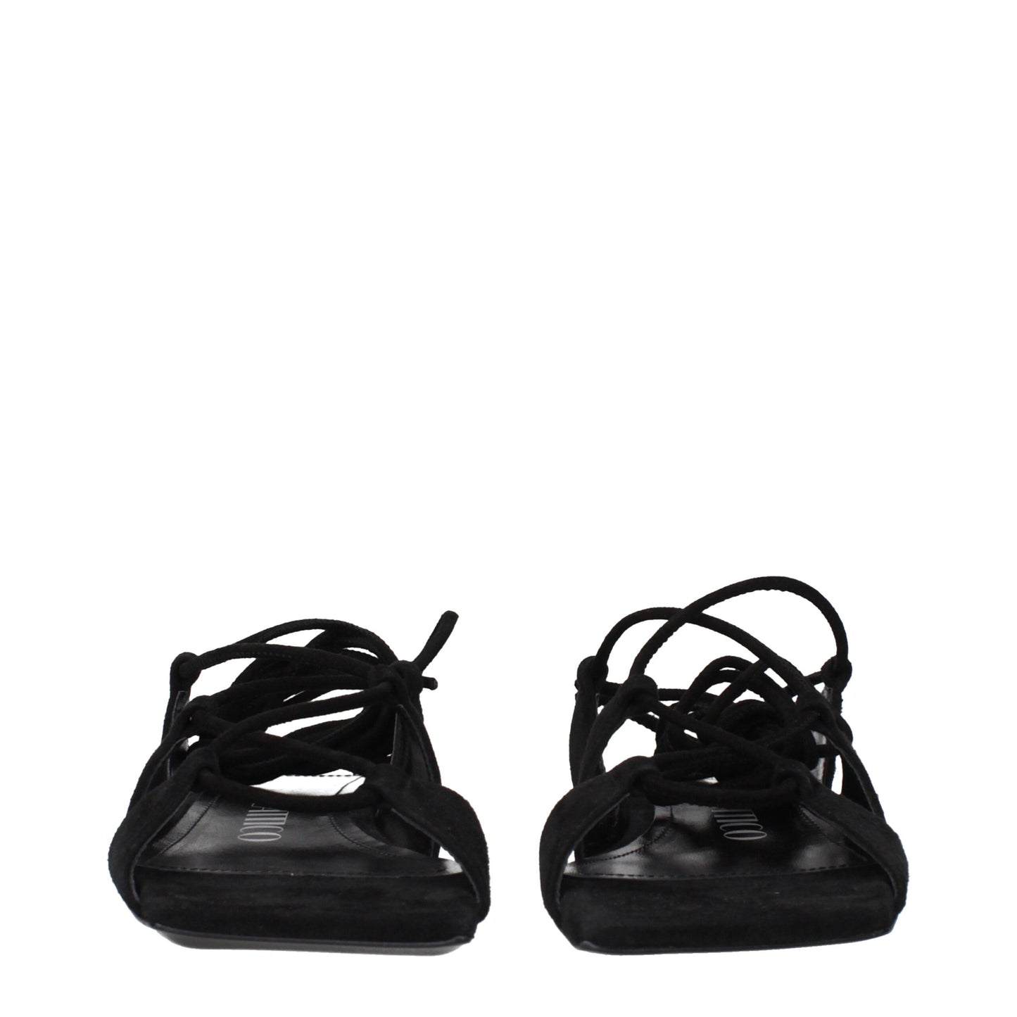 The Attico Black Leather Sandals