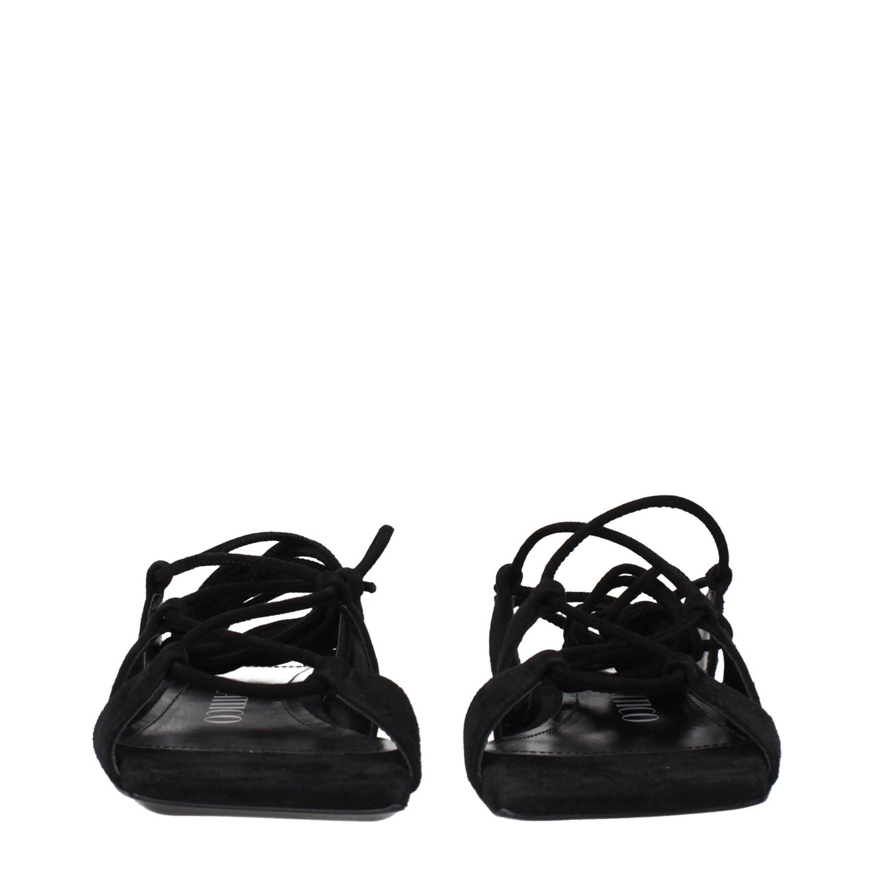The Attico Black Leather Sandals