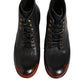 Dolce & Gabbana Black Red Lace Up Short Ankle Boot Shoes