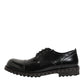 Dolce & Gabbana Black Leather Studded Men Formal Derby Shoes