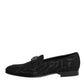 Dolce & Gabbana Black Brocade Crown Loafers Dress Shoes