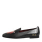 Dolce & Gabbana Black DG Angel Leather Slip On Loafers Shoes
