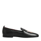 Dolce & Gabbana Black DG Angel Leather Slip On Loafers Shoes