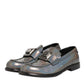 Dolce & Gabbana Metallic Silver Logo Slip On Men Dress Shoes