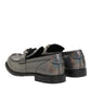Dolce & Gabbana Metallic Silver Logo Slip On Men Dress Shoes