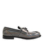 Dolce & Gabbana Metallic Silver Logo Slip On Men Dress Shoes