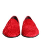 Dolce & Gabbana Red Jacquard Loafers Formal Men Dress Shoes