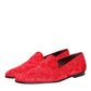 Dolce & Gabbana Red Jacquard Loafers Formal Men Dress Shoes