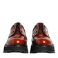 Dolce & Gabbana Brown Red Leather Lace Up Derby Dress Shoes