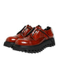Dolce & Gabbana Brown Red Leather Lace Up Derby Dress Shoes