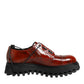 Dolce & Gabbana Brown Red Leather Lace Up Derby Dress Shoes