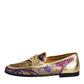 Dolce & Gabbana Multicolor Jacquard Gold DG Logo Loafer Shoes