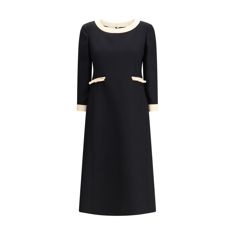 Valentino Black Fleece Wool Casual Dress