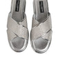 Dolce & Gabbana Silver Strass Slides Flats Slippers Shoes