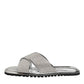 Dolce & Gabbana Silver Strass Slides Flats Slippers Shoes